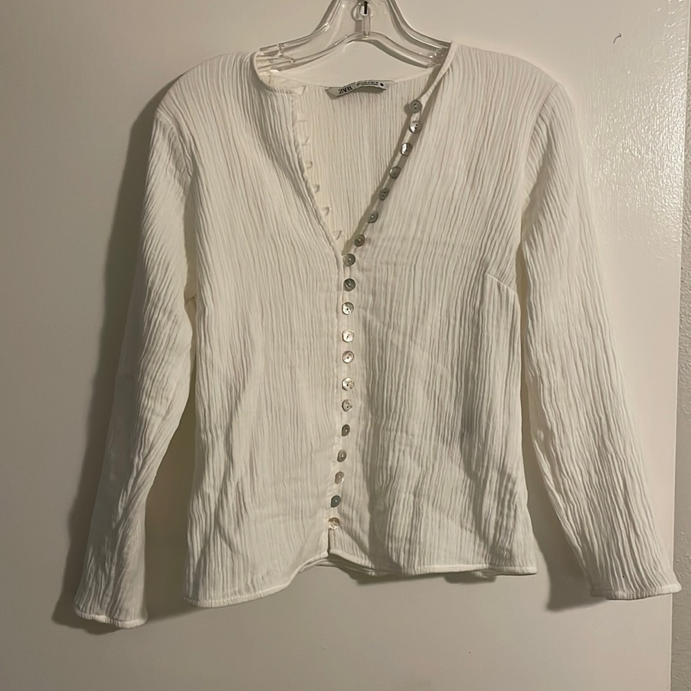 S White Zara Linen-look Button up Blouse